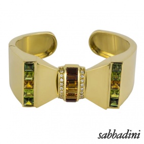 Sabbadini 18k Yellow Gold Multi Gemstone Set Bangle